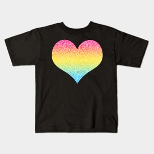 Ombré pansexuality colours and white swirls doodles heart Kids T-Shirt